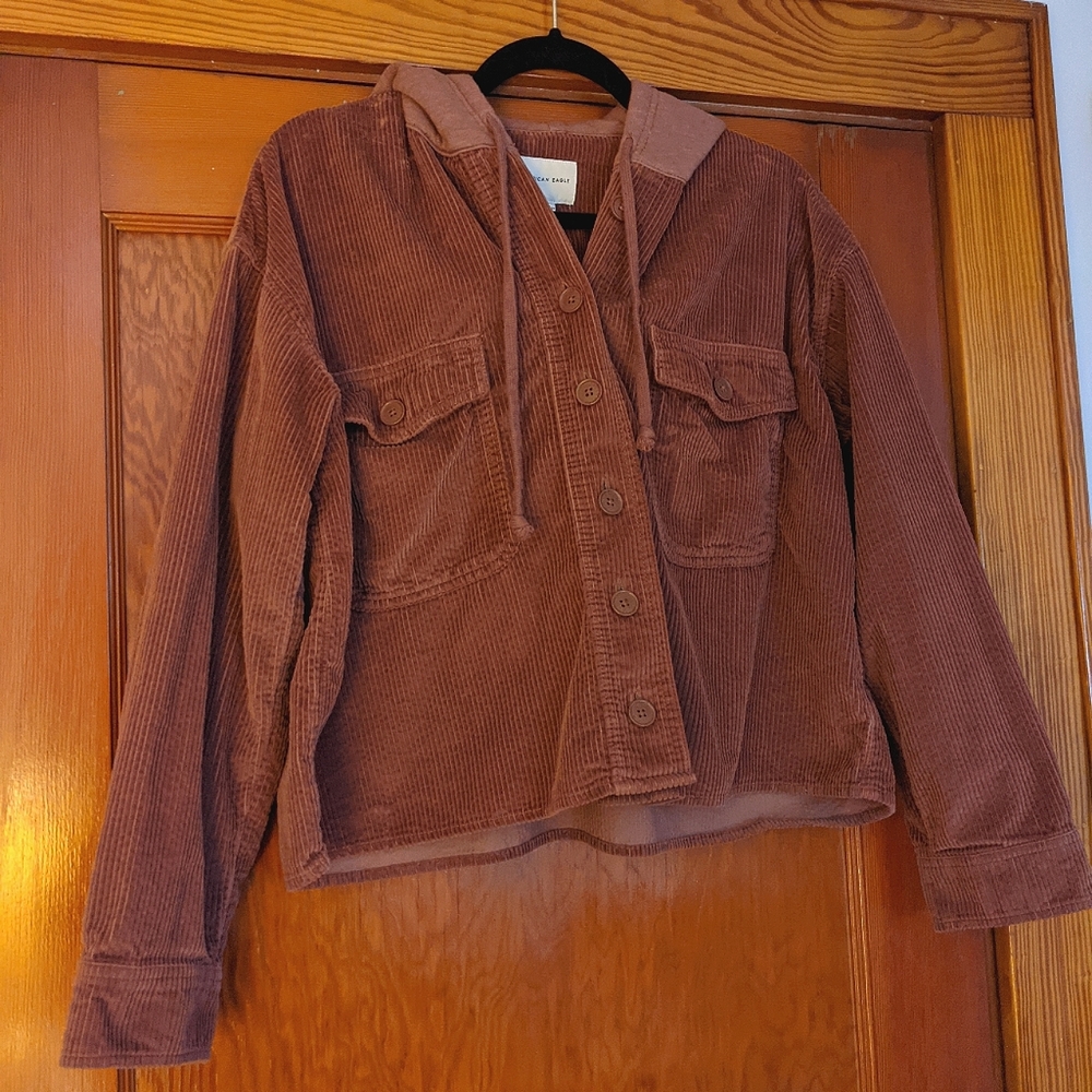 AE Cropped Corduroy Hooded Jacket (L)
